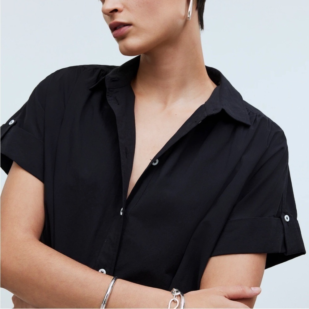 Madewell Collared Button-Front Mini Shirtdress Tr… - image 5